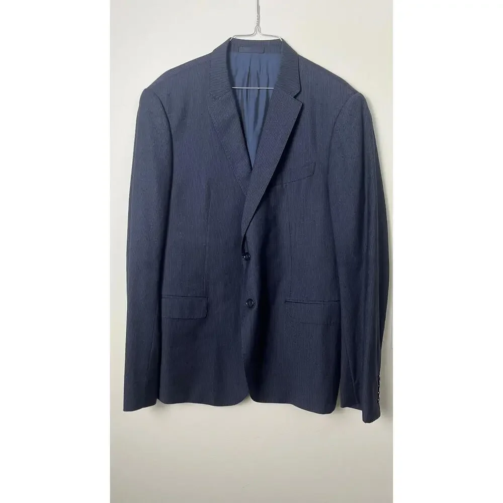 Armani  Collezioni Navy Blue Micro striped  2 Piece Suit Jacket Pants Set - Picture 2 of 16